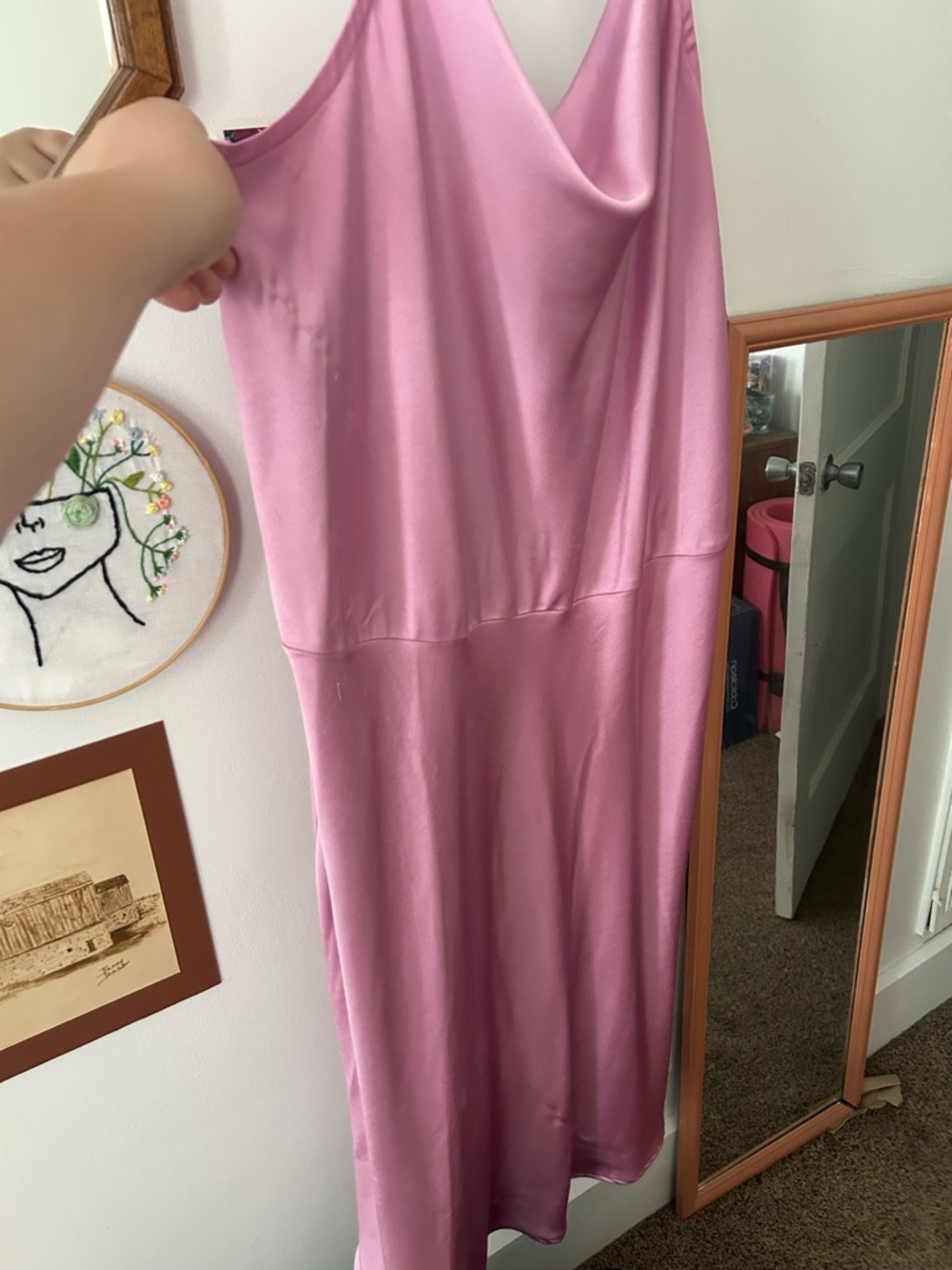 Pink Satin Slip Dress - Unbranded